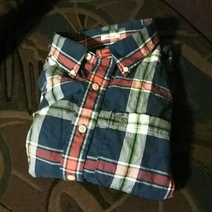 Blue plaid long sleeve button down